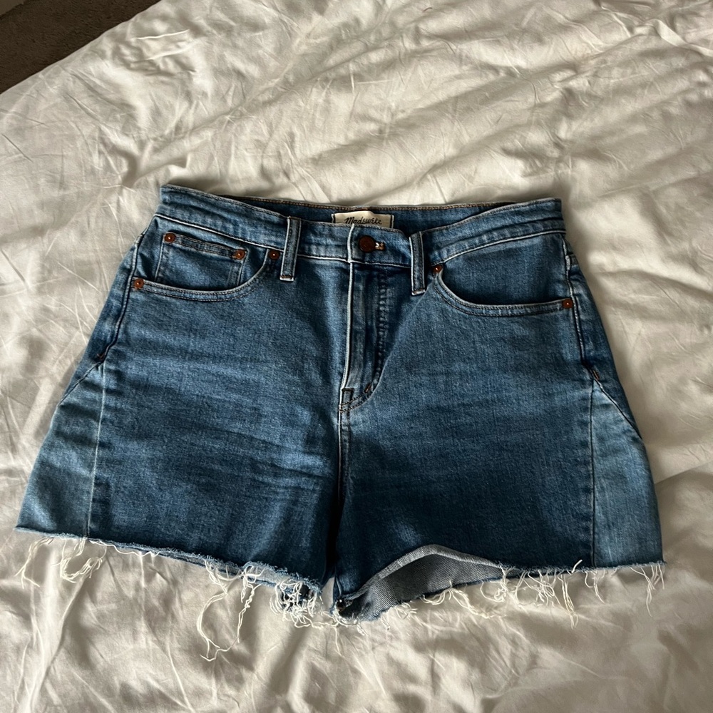 Madewell Blue Jean Shorts High-Waisted Raw Hem